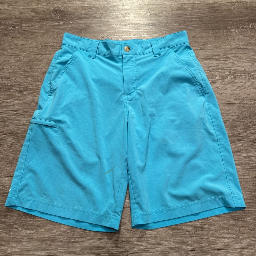 Columbia Shorts Mens 30 Blue PFG Performance 10" Moisture Wicking Logo Gorpcore